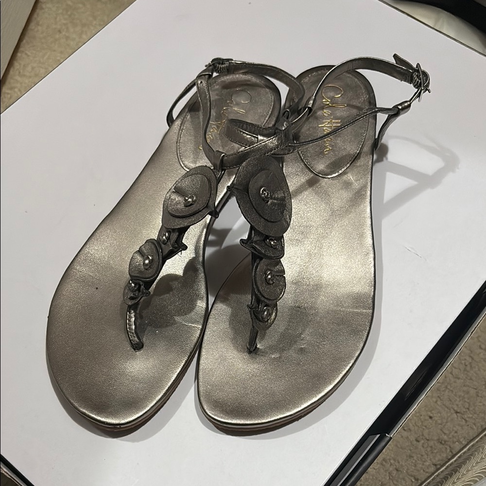 Cole Haan Silver Sandals with Ankle Strap